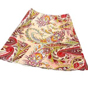 Y2K Charlotte Tarantola Paisley Print A Line Cotton Skirt Whimsical Fairycore L